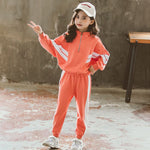 Girl clothes jacket stripe stitching bat sleeves T-shirt pants