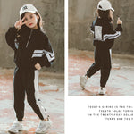 Girl clothes jacket stripe stitching bat sleeves T-shirt pants