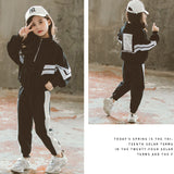 Girl clothes jacket stripe stitching bat sleeves T-shirt pants