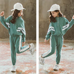 Girl clothes jacket stripe stitching bat sleeves T-shirt pants