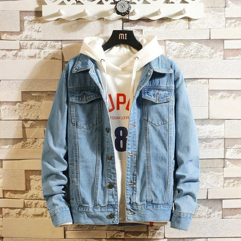Idopy Men Blue Denim Jackets